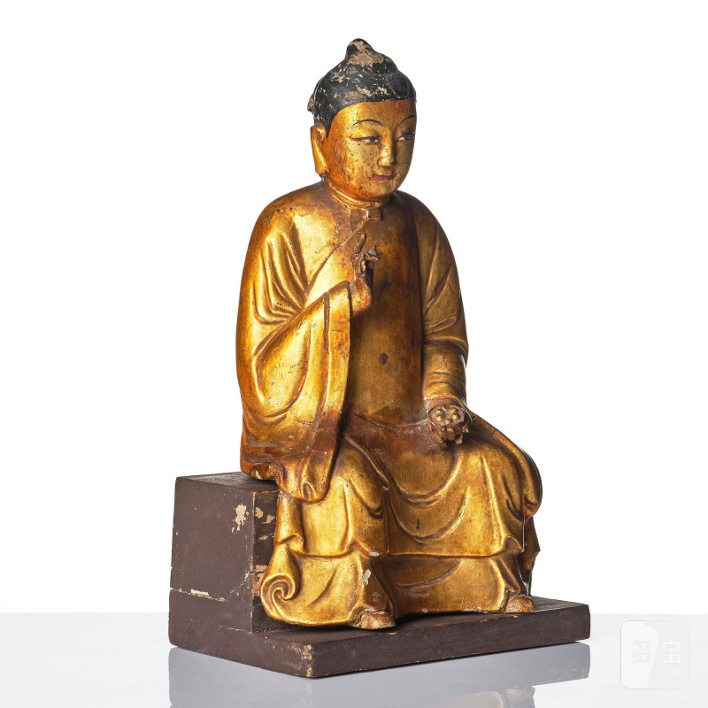 A gilt and polychrome lacquer figure of a divinity, - 图6